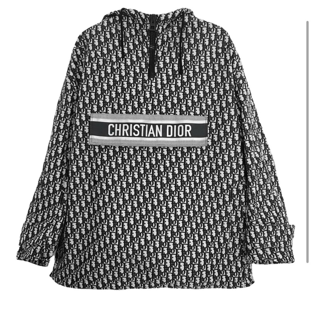 Dior Oblique dark blue logo presbyopia printed hooded half zip jacket
